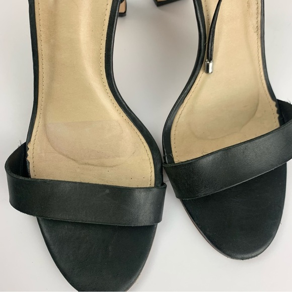 Raye Kendall Black Wrap Ankle Tie Lace Sandal Peep Heels Black Leather 10 - Picture 11 of 15